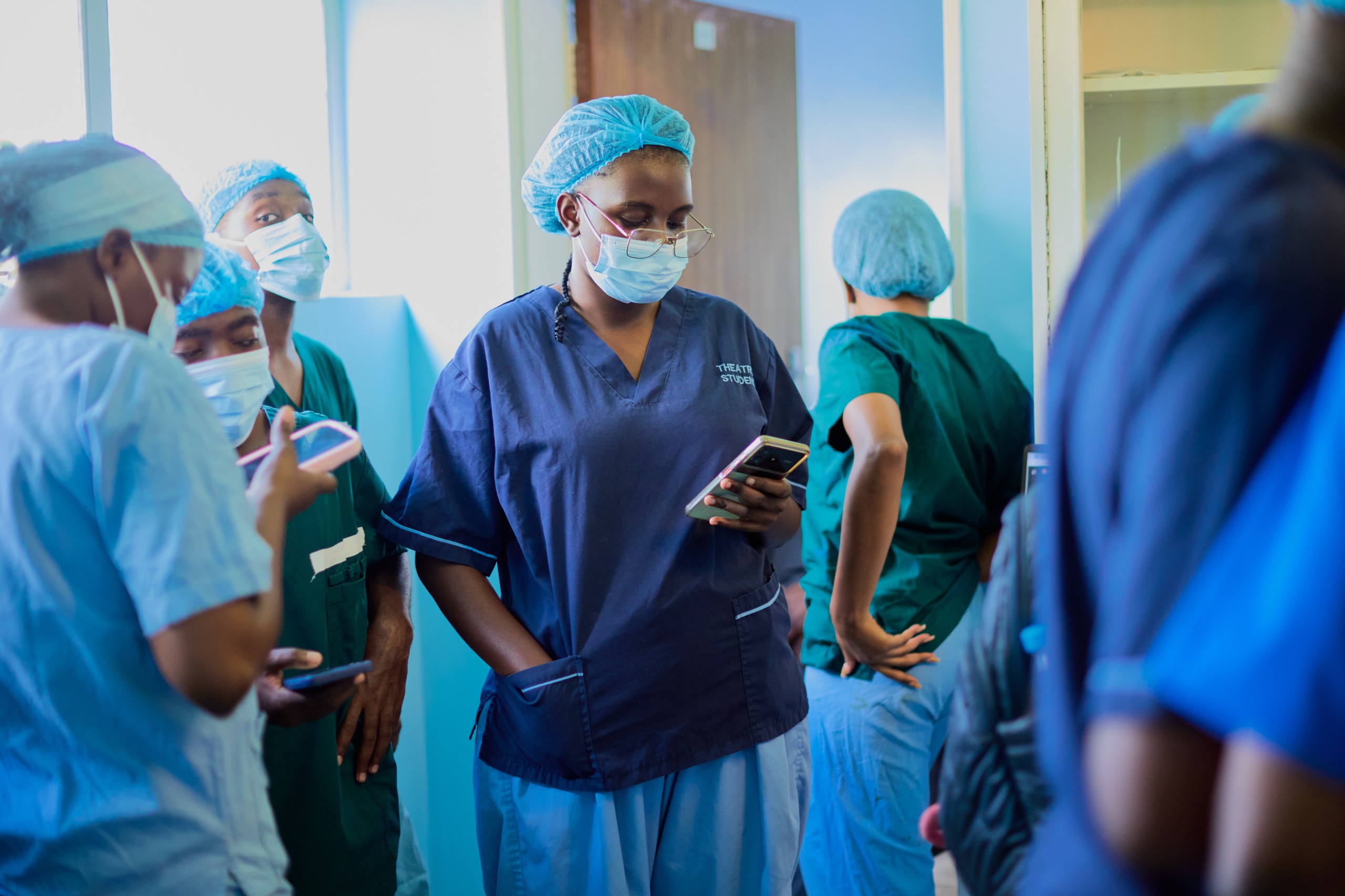 Healthcare professionals in a maternal-health setting